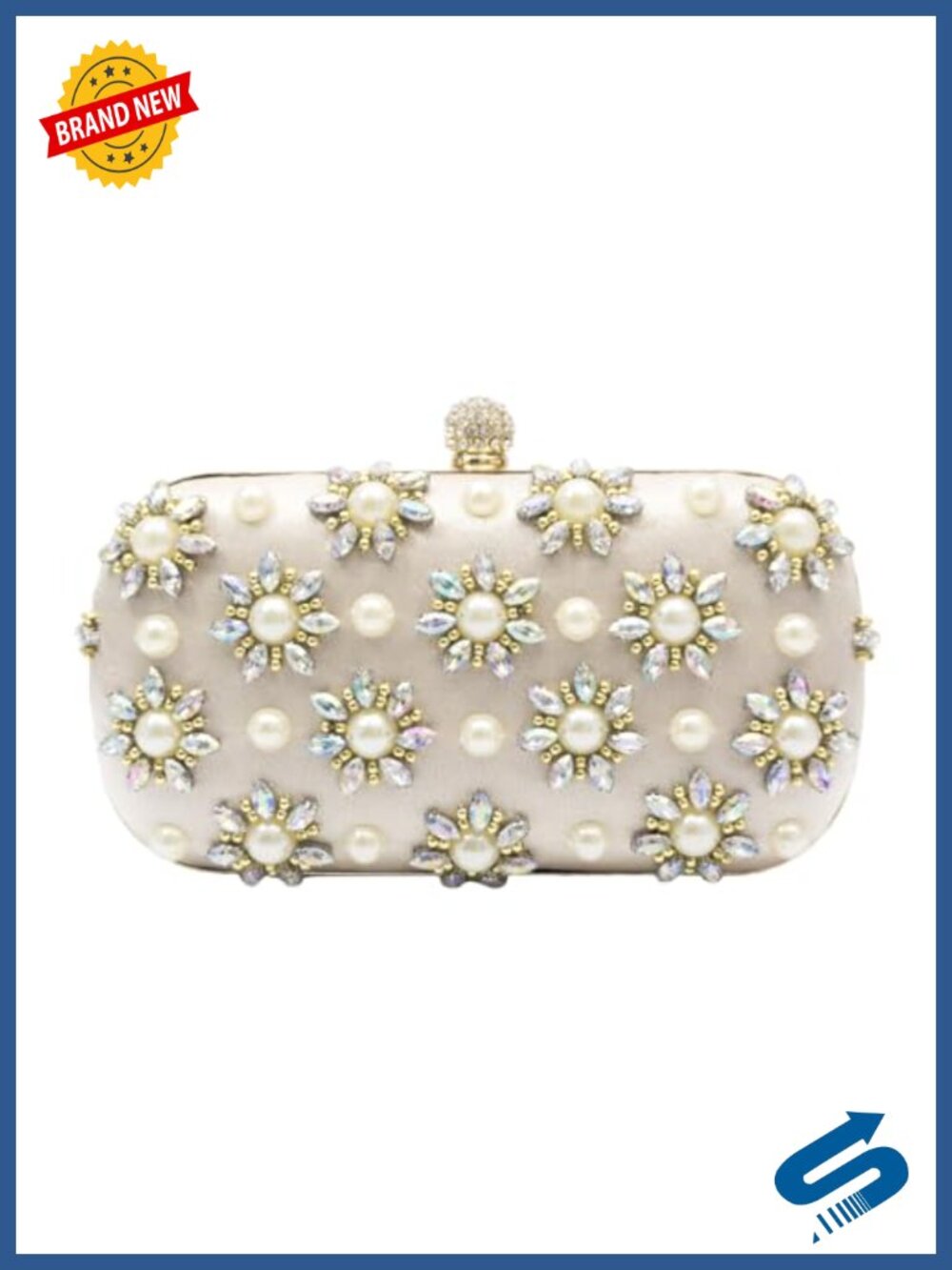 Rhinestone Beaded Evening Clutch Bag with Chain Strap for Wedding Party Prom